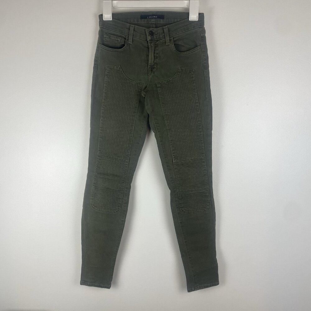 J Brand Women's Vin Mantis Moto Jeans Size 25 Olive Green